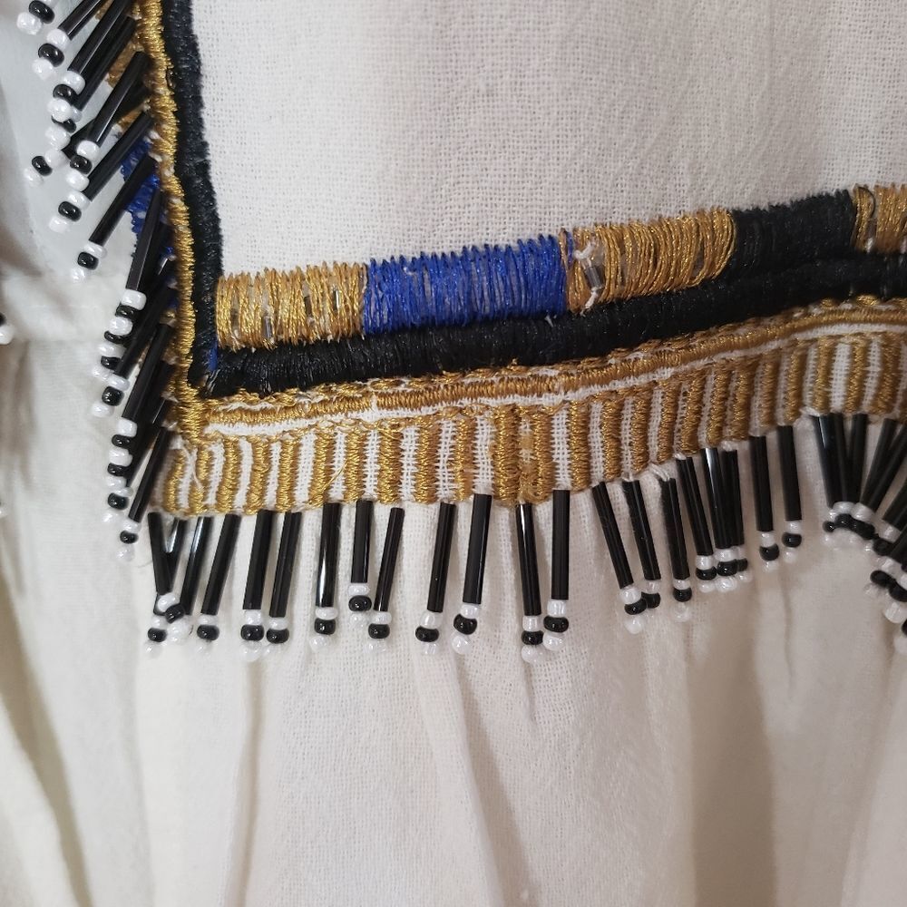 Del Lago Medium NWT Beige Long Sleeve Boho Beaded Embroidered Cropped Jacket - Picture 9 of 15